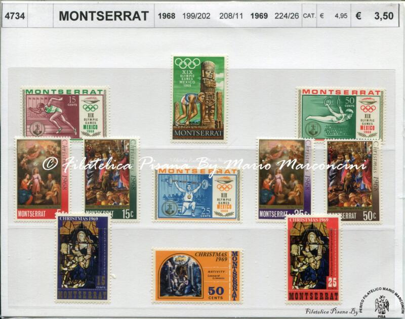 4734 Francobolli Montserrat - anni 1968 e 1969