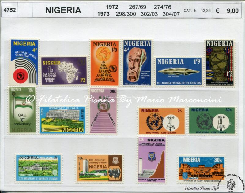 4752 Francobolli Nigeria - anni 1972 e 1973