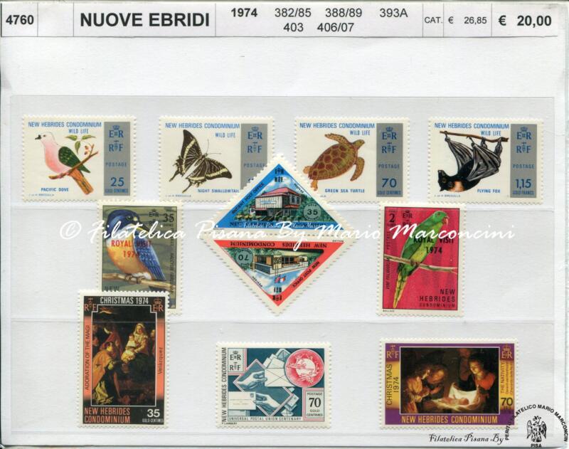 4760 Francobolli delle Nuove Ebridi - Anno 1974 FAUNA