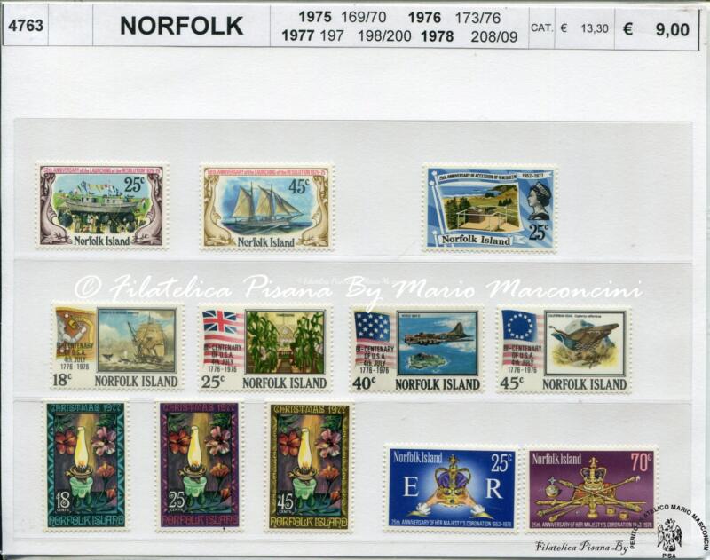 4763 Francobolli Norfolk - Anni 1975, 1976, 1977, 1978 NAVI