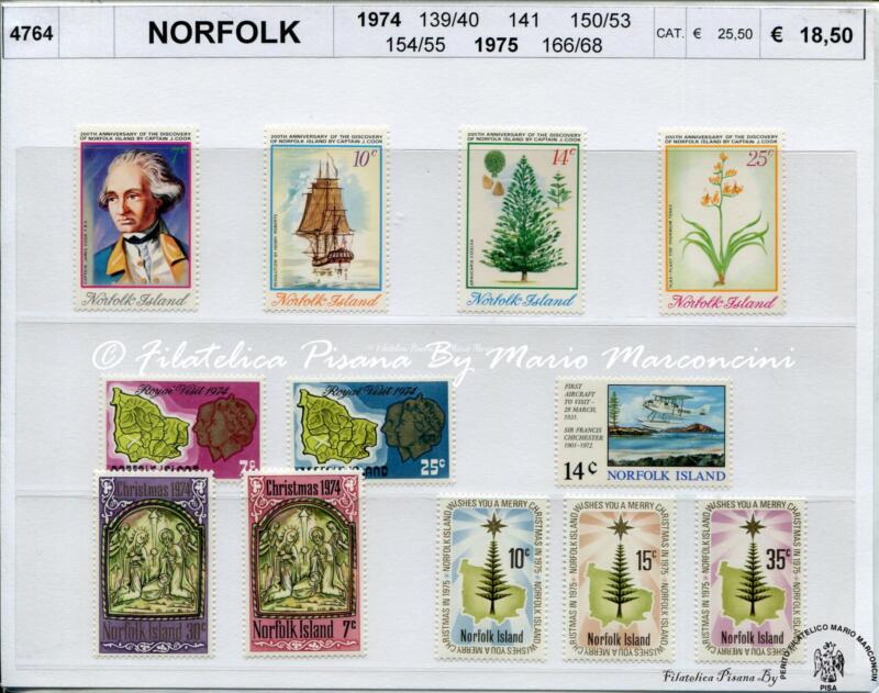4764 Francobolli Norfolk Island - Anni 1974 e 1975 FLORA, NATALE