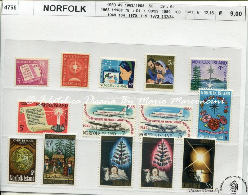 4765 Francobolli Norfolk Island - Anni 1960, 1963, 1964, 1966, 1968, 1969, 1970, 1973 - NATALE