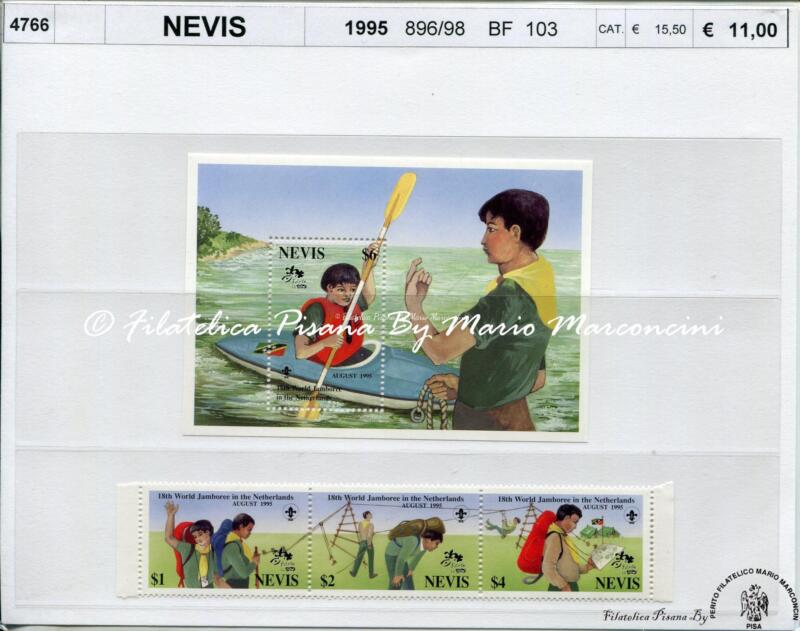 4765 Francobolli e foglietto Nevis - Anno 1995 AEREI, NATALE