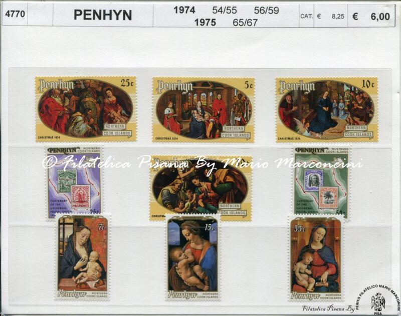 4770 Francobolli Penhryn - Anni 1974 e 1975 - NATALE, QUADRI