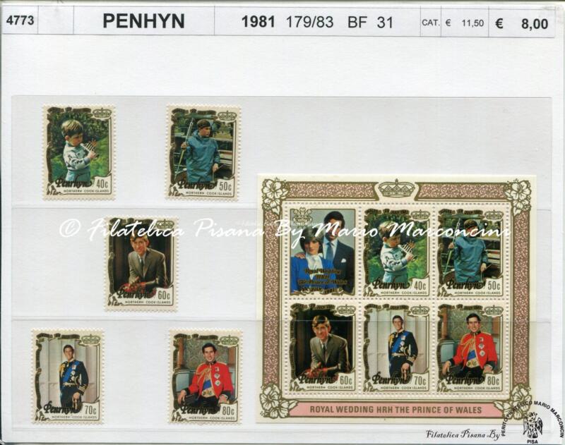 4773 Francobolli e foglietto Penrhyn - Anno 1981 Principe Henry