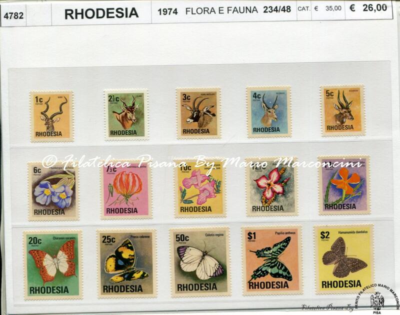 4782 Francobolli Rhodesia - Anno 1974 Serie ordinaria - Flora e Fauna