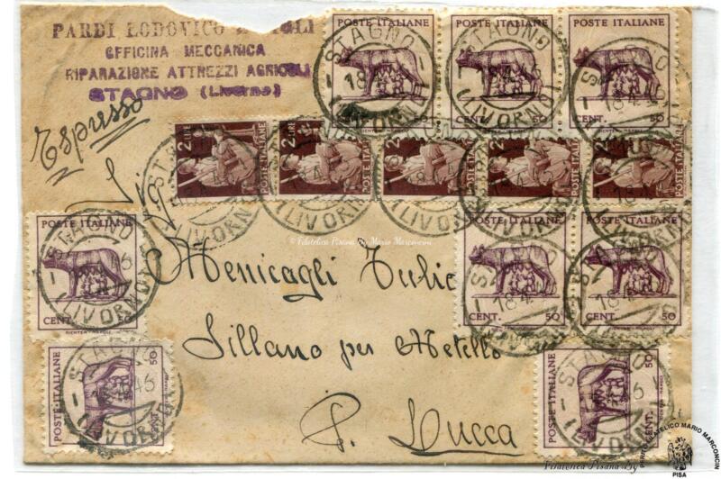 Storia postale. Lettera da Stagno (Livorno) 18/04/1946 a Sillano (Lucca)