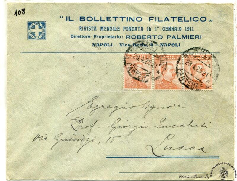 Storia postale. Lettera da Napoli 28/04/1925 a Lucca 29/04/1925
