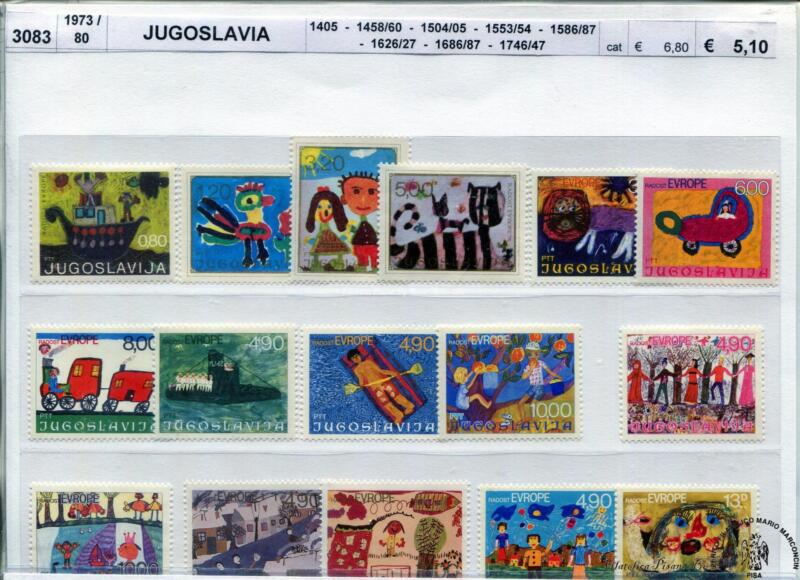 3083. Scheda francobolli della Jugoslavia (anni 1973/80)