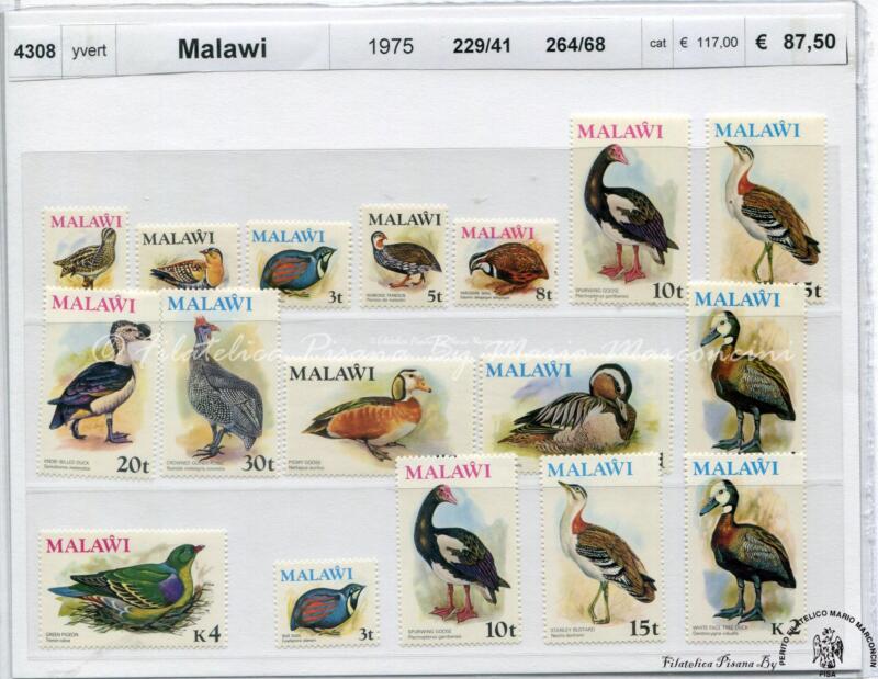 10  Malawi   1975  Fauna uccelli  229/241 e 264/268