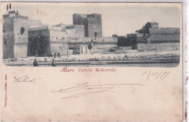 Cartolina illustrata. Bari - Il Castello medievale