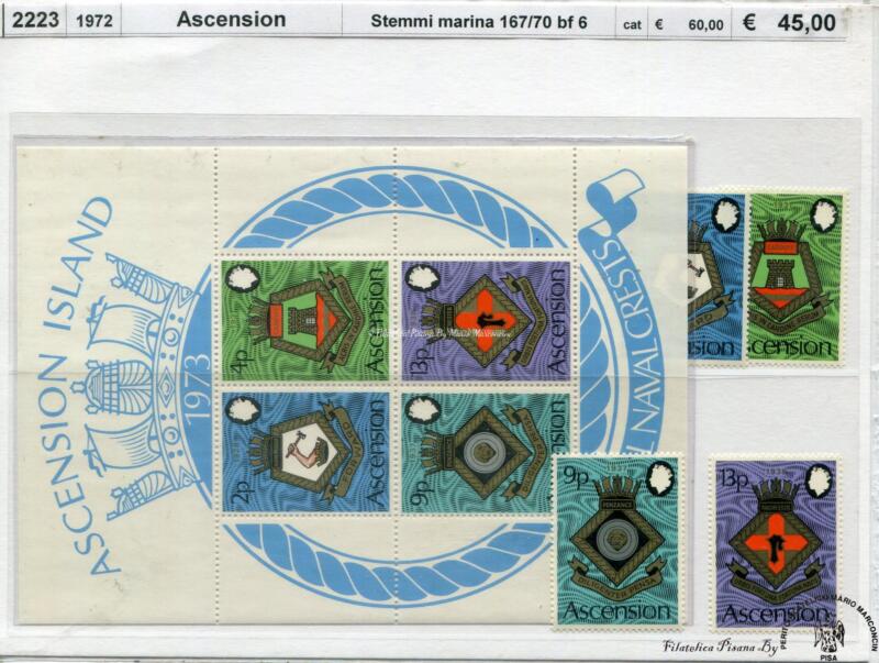 17  Ascension Island  1972  Stemmi della Marina  167/170 bf 6