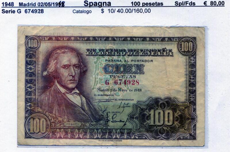 Banconota Spagna 02/05/1948 Pesetas 100