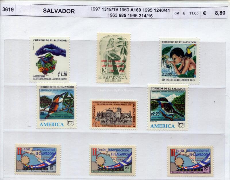 3619 Francobolli El Salvador - Anni 1960, 1963, 1966, 1995, 1997 FAUNA Uccelli