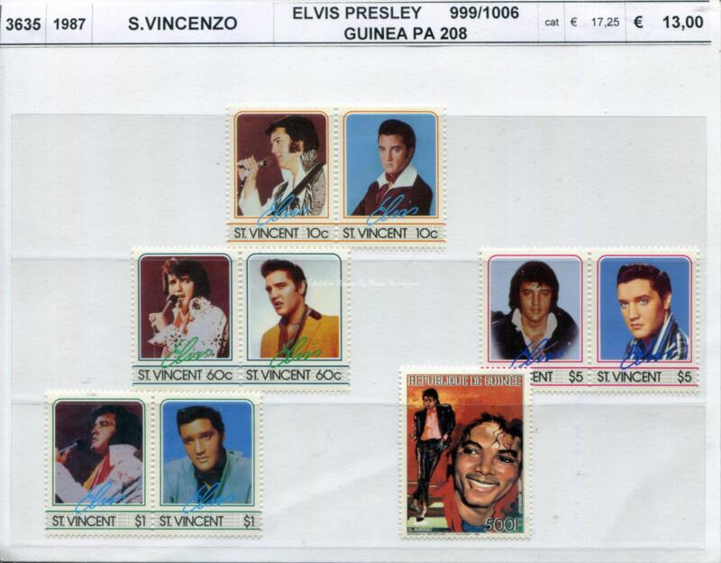 3635   St. Vincent e Guinea - Anno 1987 PERSONAGGI ILLUSTRI Elvis Presley Michael Jackson