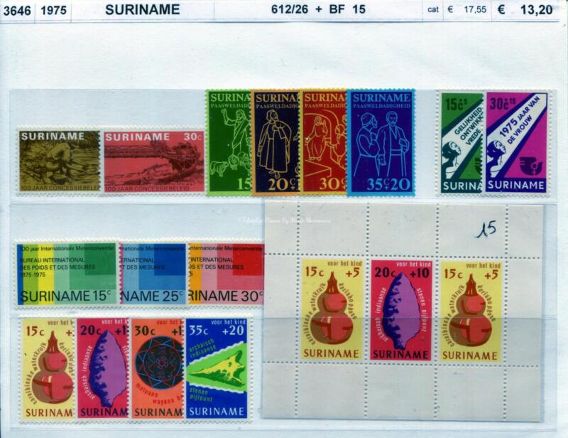 Francobolli e foglietto Suriname - Anno 1975