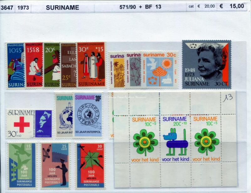3647 Francobolli e foglietto Suriname - Anno 1973