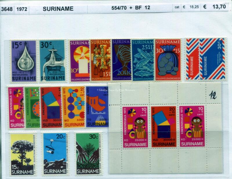 3648 Francobolli e foglietto Suriname - Anno 1972