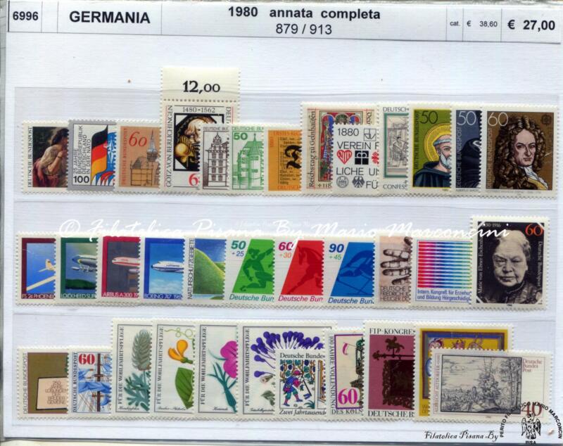 Francobolli Germania Anno 1980 Annata completa (cat. n. 879-913)