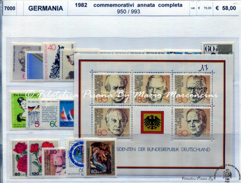 Francobolli Germania Anno 1982 Annata completa (cat. n. 950-993)