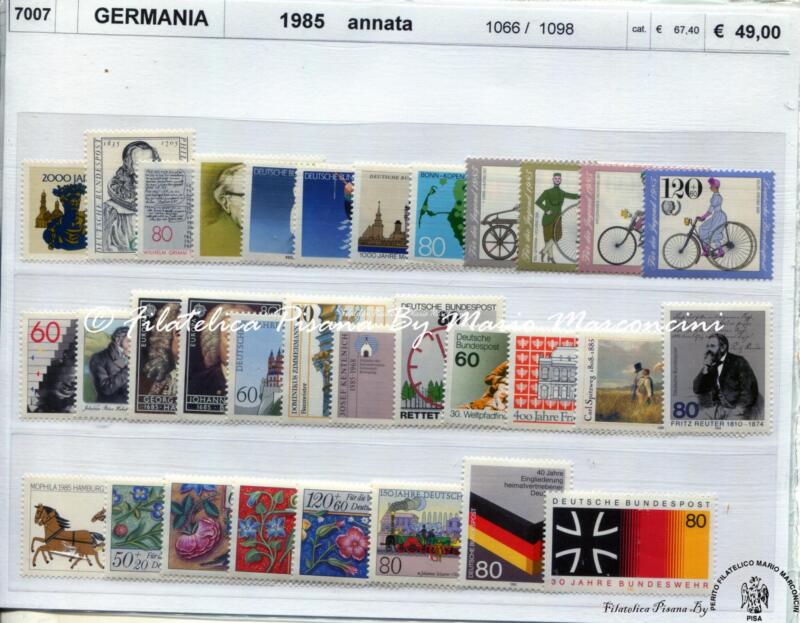 Francobolli Germania Anno 1985 Annata completa (cat. n. 1066-1098)