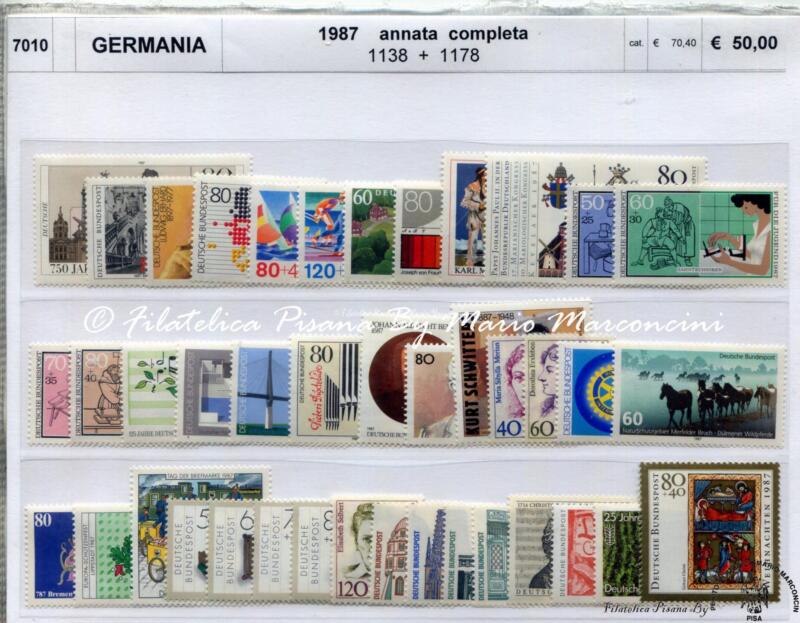 Francobolli Germania Anno 1987 Annata completa (cat. n. 1138-1178)