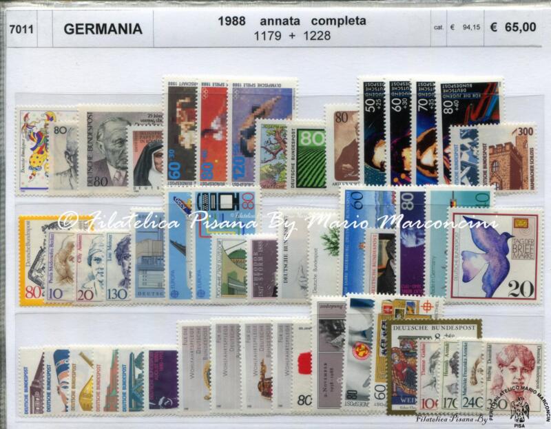 Francobolli Germania Anno 1988 Annata completa (cat. n. 1179-1228)