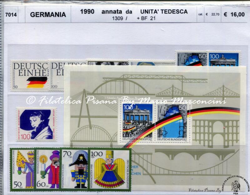 Francobolli e foglietto Germania Anno 1990 Annata completa da Unità tedesca
