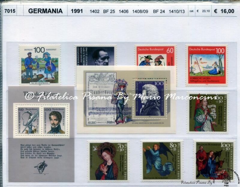 Francobolli e foglietti Germania Anno 1991 Tematiche Natale Personaggi illustri