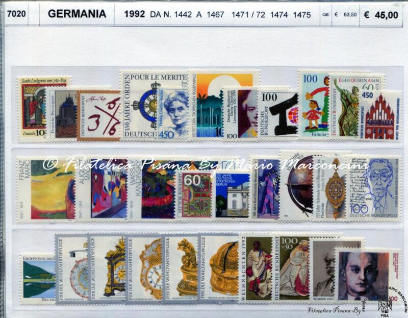 Francobolli Germania  Anno 1992