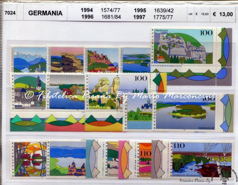 Francobolli Germania Anni 1994, 1995, 1996, 1997 Tematica Vedute