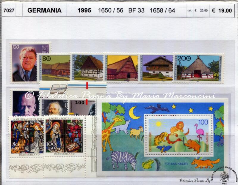 Francobolli e Foglietti Germania Anno 1995 Varie emissioni Tematiche Personaggi Illustri, Natale
