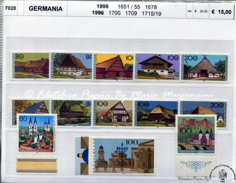 Francobolli Germania Anni 1995 e 1996 Varie emissioni Tematica Vedute
