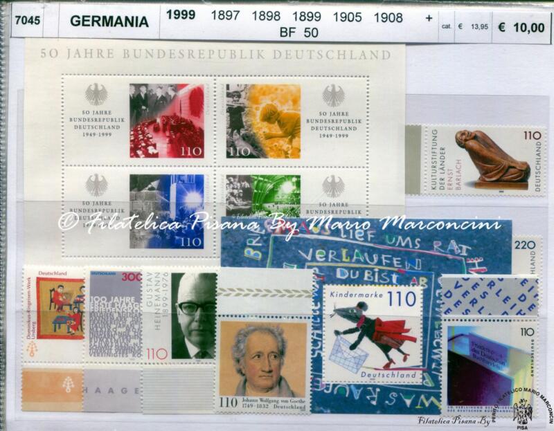 Francobolli Foglietti Germania Anno 1999 Varie emissioni