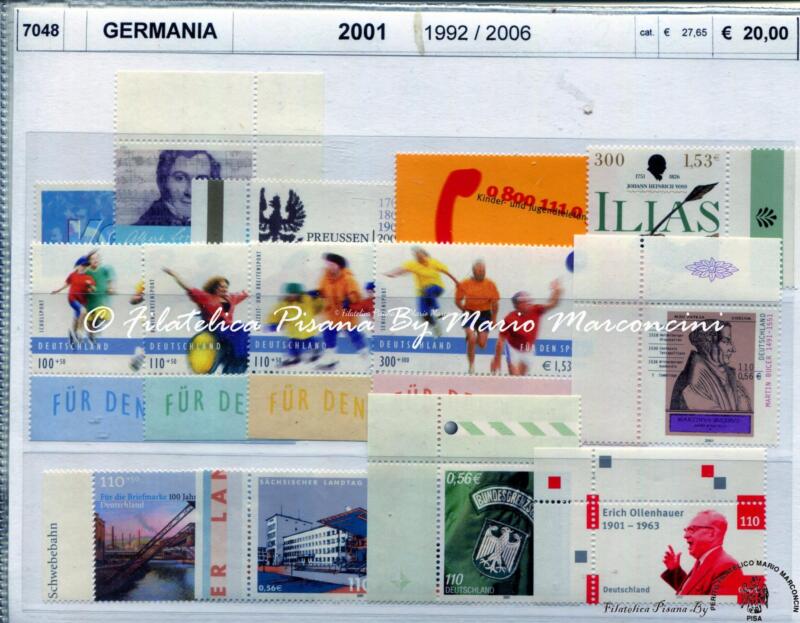 Francobolli Germania Anno 2001 Varie emissioni