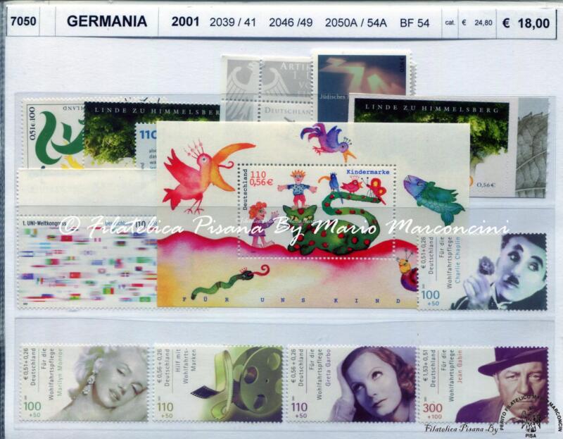 Francobolli Foglietti Germania Anno 2001 Varie  emissioni