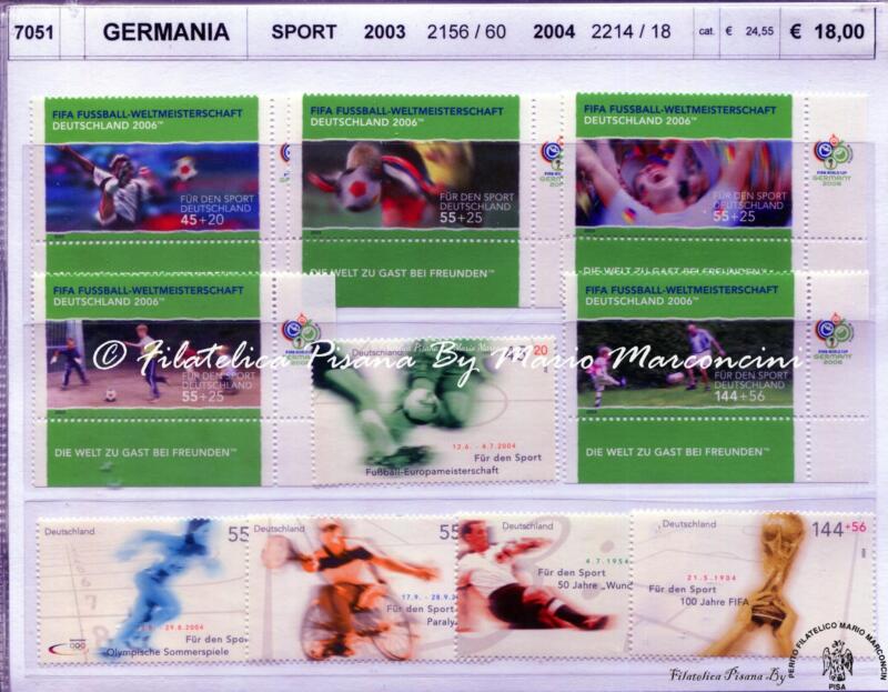 Francobolli Germania Anni 2003, 2004 Tematiche Sport, Calcio