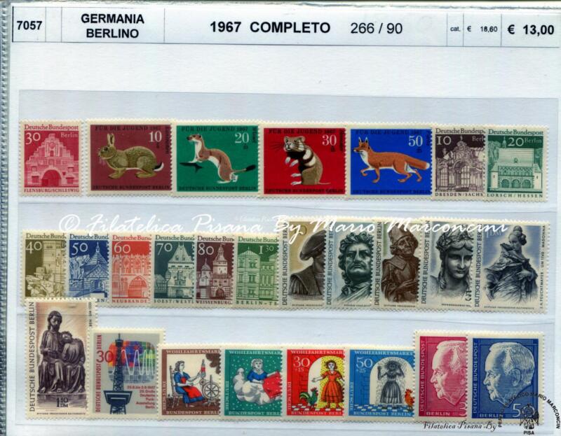Francobolli Germania  Berlino Anno 1967  Annata  completa