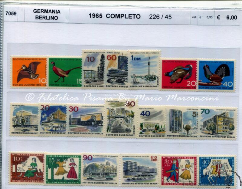 Francobolli Germania  Berlino Anno 1965 Annata completa