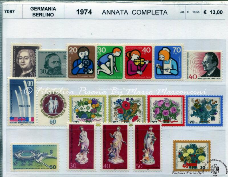 Francobolli Germania Berlino Anno 1974 Annata completa