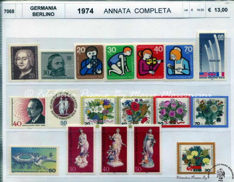 Francobolli Germania Berlino Anno 1974 Annata completa
