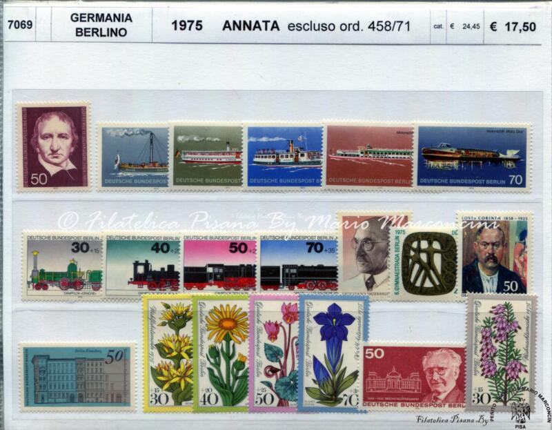 Francobolli Germania Berlino Anno 1975 Annata completa
