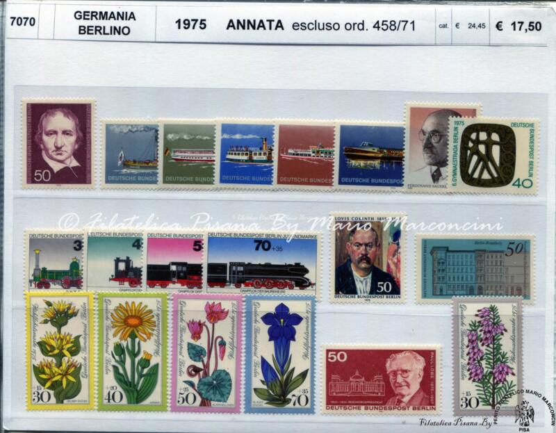 Francobolli Germania Berlino Anno 1975 Annata completa