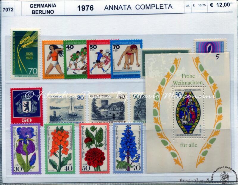 Francobolli Foglietto Germania Berlino Anno 1976 Annata completa