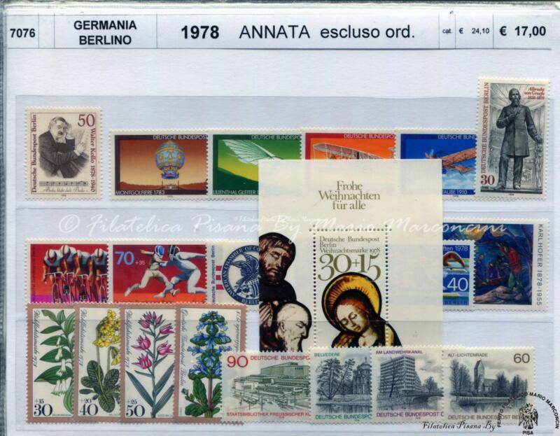Francobolli Foglietto Germania Berlino Anno 1978 Annata completa Escluso Serie Ordinaria
