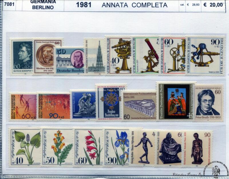 Francobolli Germania Berlino Anno 1981 Annata completa