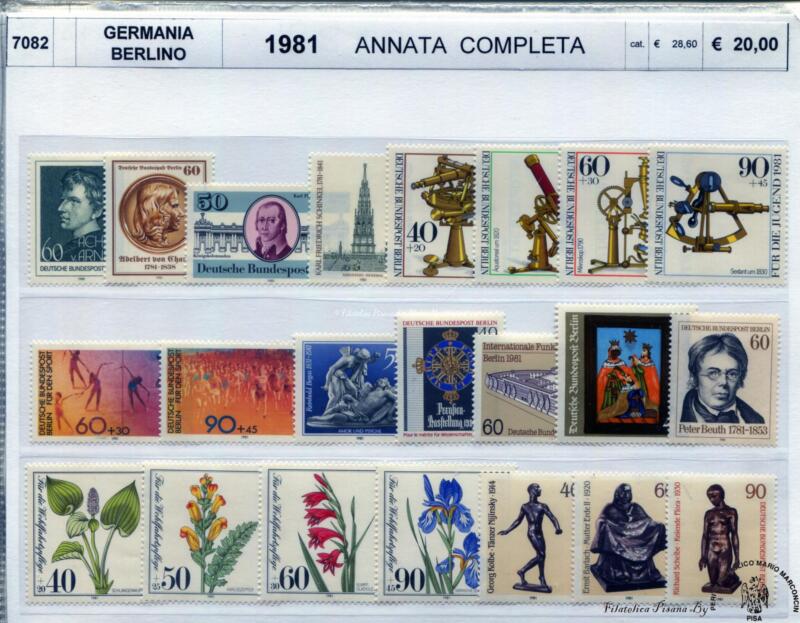 Francobolli Germania Berlino Anno 1981 Annata completa