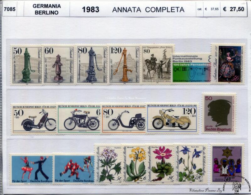 Francobolli Germania Berlino Anno 1983 Annata completa