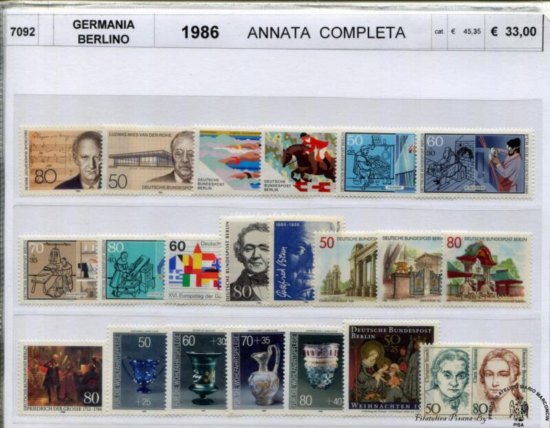 Francobolli Germania Berlino Anno 1986 Annata completa