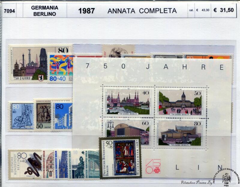 Francobolli Germania Berlino Anno 1987 Annata completa